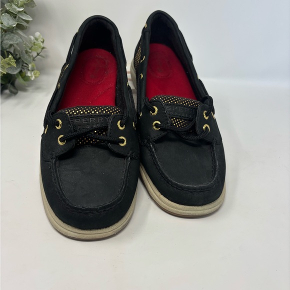 Sperry Top-Sider Boat Shoes Black Gold Accent Leather Upper Women's Size 1OM - Picture 5 of 11